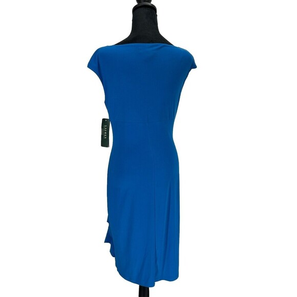 Ralph Lauren LRL Pool Blue Ruffled Twist Front Dress Boat Neck NWT Size 8 - Picture 3 of 6
